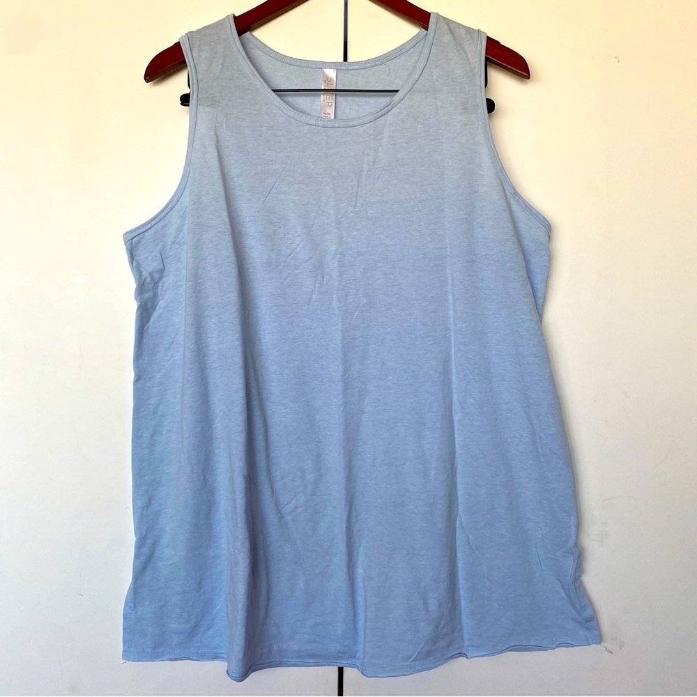 Cacique - Light Blue Sleep Shirt Flowy Distressed Look W Slit - Size 14/16